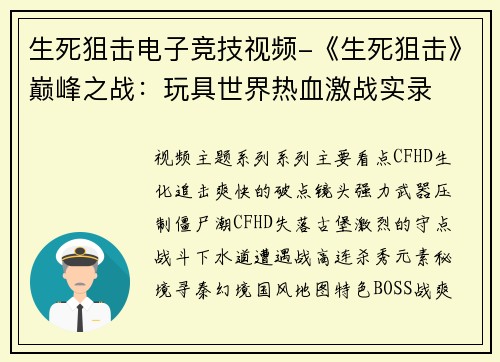 生死狙击电子竞技视频-《生死狙击》巅峰之战：玩具世界热血激战实录